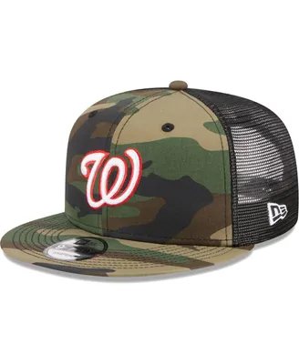 Men's New Era Camo Washington Nationals Woodland Camo Trucker 9FIFTY Snapback Hat