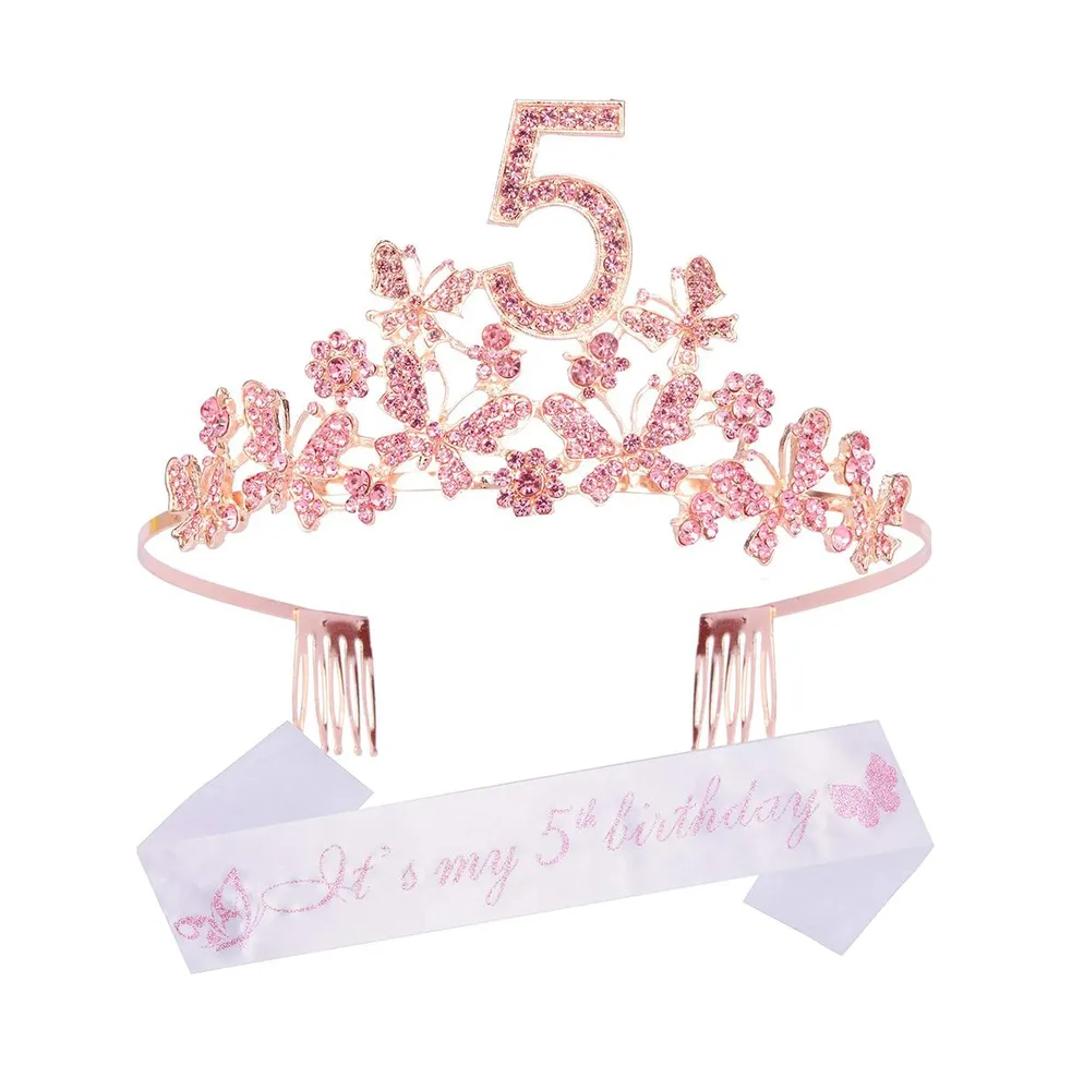 5th Birthday Sash and Tiara Set for Girls - Perfect for Princess Party and Birthday Gifts