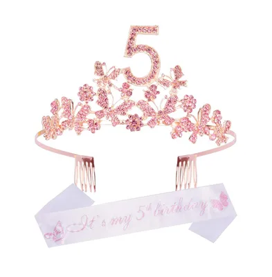 5th Birthday Sash and Tiara Set for Girls - Perfect for Princess Party and Birthday Gifts