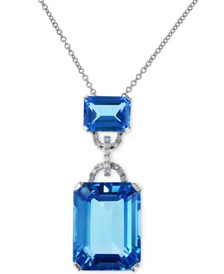 Effy Blue Topaz (16-3/4 ct. t.w.) and Diamond Accent Pendant Necklace in 14k White Gold