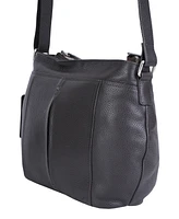 Mancini Pebbled Collection Scarlet Leather Crossbody Hobo Bag