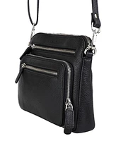 Mancini Pebbled Collection Valerie Leather Mini Crossbody Bag