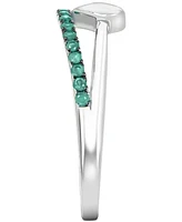 Emerald & Polished Heart Split Shank Ring (3/8 ct. t.w.) Sterling Silver (Also Ruby)