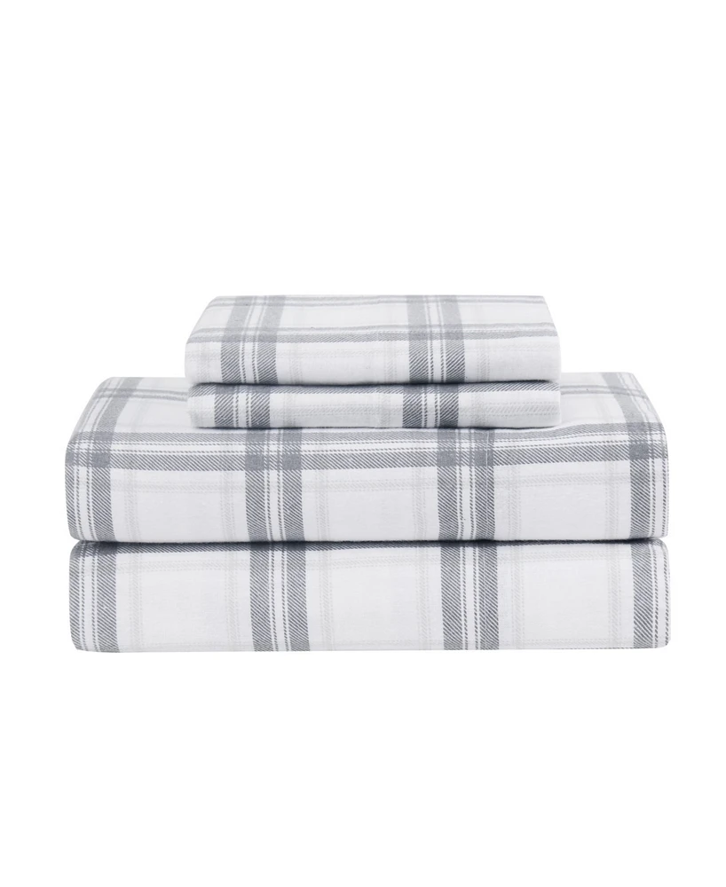 London Fog Super Soft Cotton Flannel 3 Piece Sheet Set, Twin