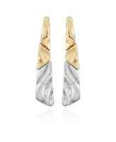 T Tahari Two-Tone Textured Hoop Earrings