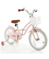 Costway 16'' Kids Bike Toddler Adjustable Bicycle withTraining Wheel for 4-8 Years Old Girl