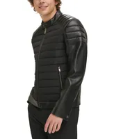 Dkny Mixed Media Quilted Racer Men's Jacket, Created for Macy's