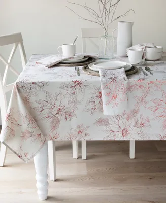 Benson Mills Glistening Poinsettias Metallic-Print Tablecloth, 60" x 120"