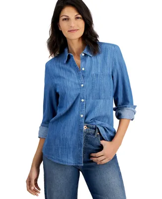 Style & Co Petite Chambray Button-Up Shirt, Created for Macy's