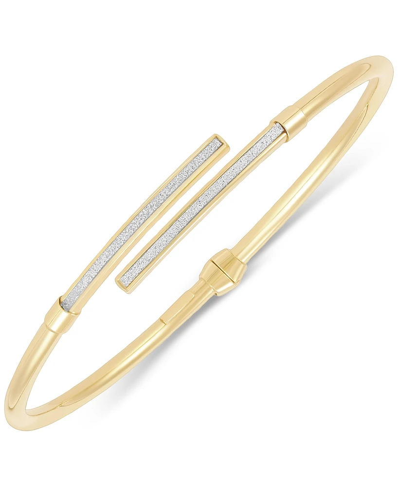 Italian Gold Glitter Polished Bypass Bangle Bracelet in 10k Gold