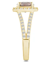 Macy's Morganite (1-7/8 ct. t.w.) and Diamond (1/2 Halo Ring 14K Yellow Gold