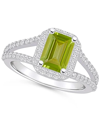 Macy's Peridot (1-3/4 ct. t.w.) and Diamond (1/2 Halo Ring 14K Gold