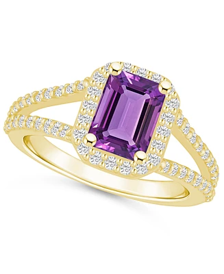 Macy's Amethyst (1-5/8 ct. t.w.) and Diamond (1/2 Halo Ring 14K Yellow Gold