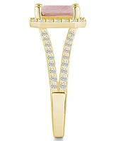 Macy's Morganite (1-3/8 ct. t.w.) and Diamond (1/2 Halo Ring 14K Yellow Gold