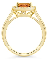 Macy's Citrine (2 ct. t.w.) and Diamond (1/4 Halo Ring 14K Yellow Gold