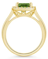 Macy's Peridot (2-3/8 ct. t.w.) and Diamond (1/4 Halo Ring 14K Yellow Gold