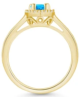 Macy's Blue Topaz (1 ct. t.w.) and Diamond (1/5 Halo Ring 14K Yellow Gold