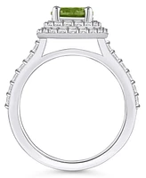 Macy's Peridot and Diamond Accent Halo Ring 14K Gold