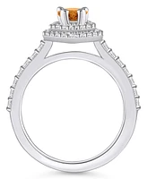 Macy's Citrine and Diamond Accent Halo Ring 14K Gold