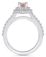 Macy's Morganite and Diamond Accent Halo Ring 14K Gold