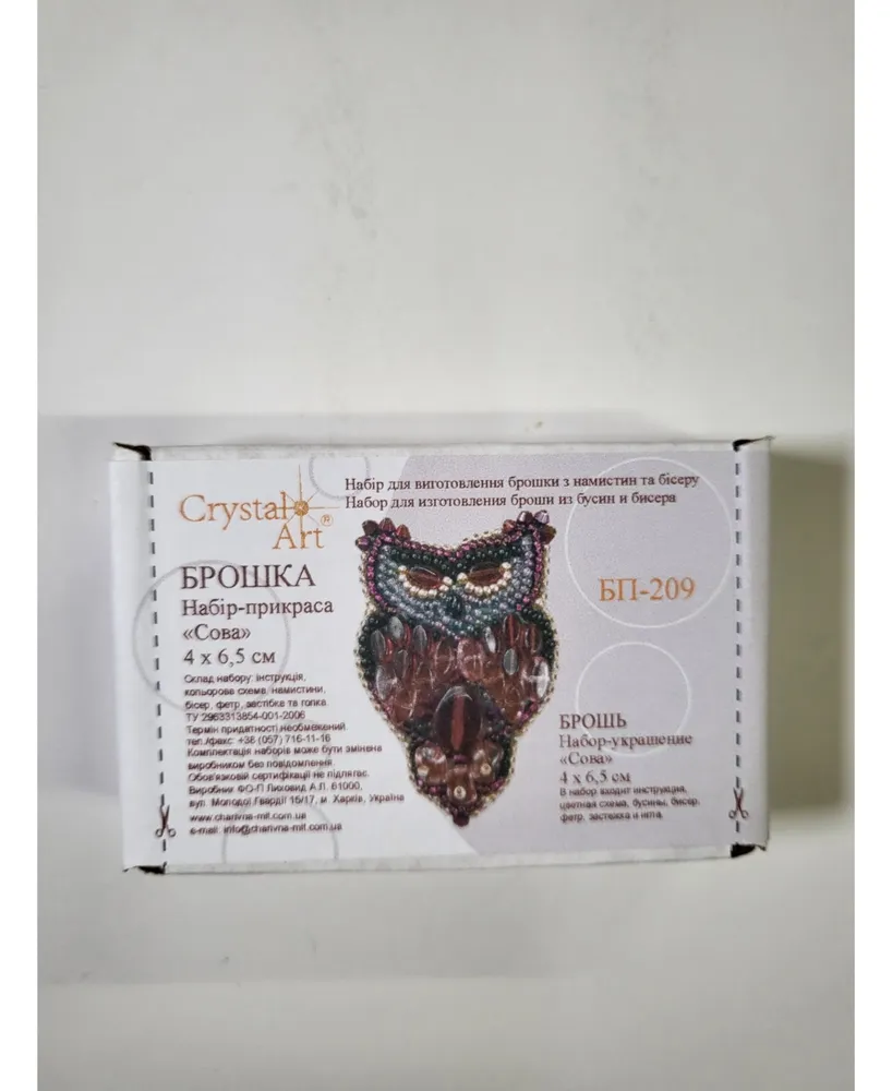 Charivna Mit Bp-209C Beadwork kit for creating brooch Crystal Art "Owl" - Assorted Pre