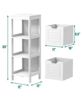 Bathroom Wooden Floor Cabinet Multifunction Storage Rack Stand Organizer Bedroom
