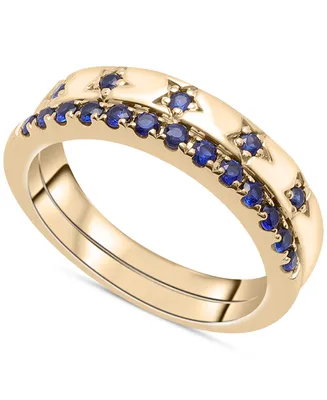 2-Pc. Set Lab-Grown Sapphire Stack Rings (5/8 ct. t.w.) in 14k Gold-Plated Sterling Silver