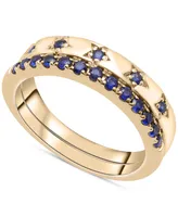 2-Pc. Set Lab-Grown Sapphire Stack Rings (5/8 ct. t.w.) in 14k Gold-Plated Sterling Silver