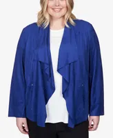 Alfred Dunner Plus Size Downtown Vibe Suede Long Sleeve Jacket