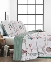 Videri Home Holiday Writing Reversible 3 Piece Quilt Set Collection
