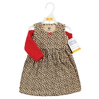 Hudson Baby Toddler Girls Quilted Cardigan and Dress, Leopard Red