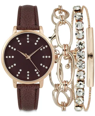 I.n.c. International Concepts Women's Brown Strap Watch 38mm Gift Set, Created for Macy's