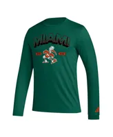 Men's adidas Miami Hurricanes Mighty Mascot Pregame Long Sleeve T-shirt