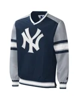 Men's Starter Navy New York Yankees Yardline Pullover Windbreaker