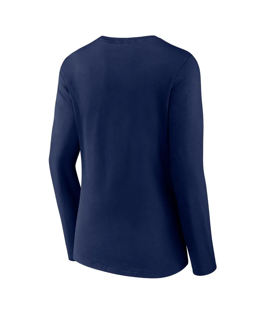 Women's Fanatics Navy Tennessee Titans Wordmark Long Sleeve V-Neck T-shirt