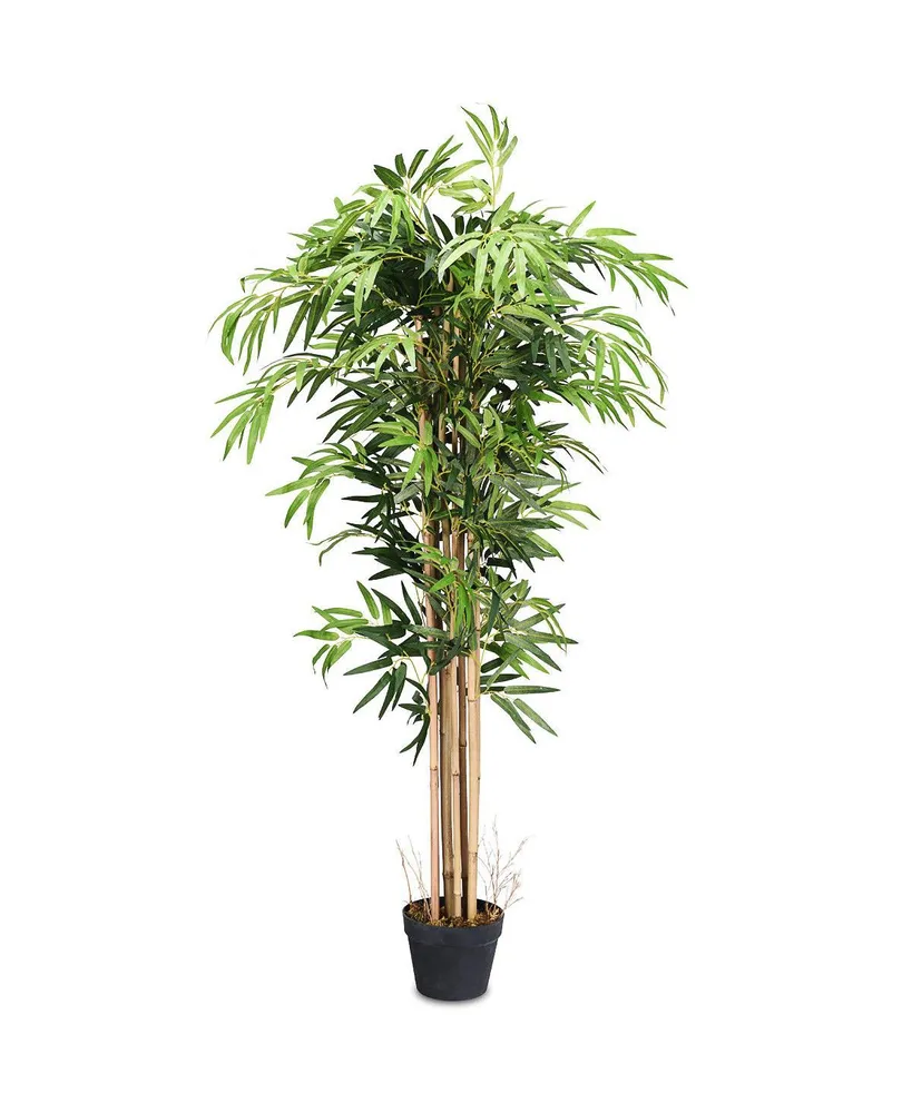 Costway 5-Feet Artificial Bamboo Silk Tree Green Indoor Outdoor Home Decorative Planter