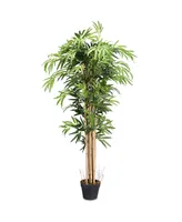 Costway 5-Feet Artificial Bamboo Silk Tree Green Indoor Outdoor Home Decorative Planter