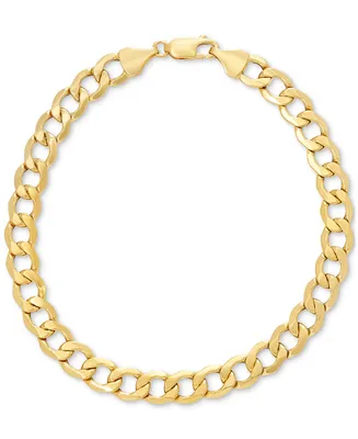 Italian Gold Men's Beveled Curb Link Chain Bracelet in 10k Gold