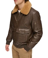 Tommy Hilfiger Men's Faux-Fur-Trim Faux-Leather Bomber Jacket
