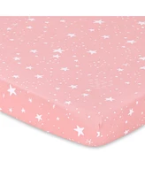 The Peanutshell Woodland Floral 3-Pack Fitted Playard Sheets in Pink, Tan and White