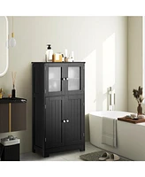 Costway Bathroom Floor Storage Cabinet Kitchen Cupboard w/Doors&Adjustable Shelf