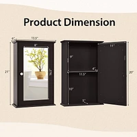 Costway Bathroom Wall Cabinet Single Mirror Door Cupboard Storage Medicine Wood Shelf