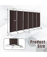 Costway 6 Panels Folding Privacy Screen Ft Tall Fabric for Home