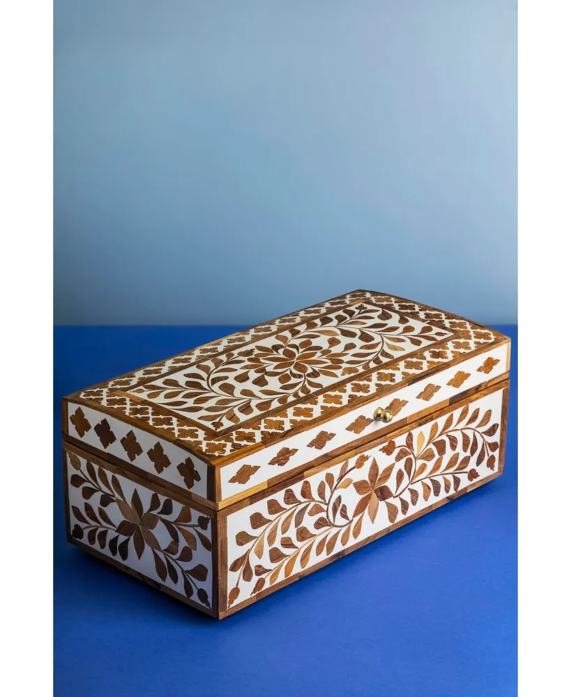 Jodhpur Wood Inlay Decorative Box, 16"