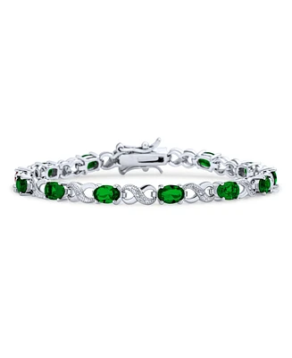 Bling Jewelry 9CT Cubic Zirconia Pink Oval Cz Romantic Love Knot Symbol Milgrain Infinity Tennis Bracelet Rose Plated