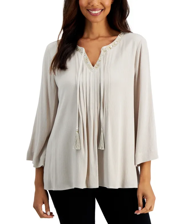 JM Collection Embellished Bell-Sleeve Top, Created for Macy's