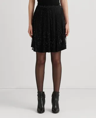 Lauren Ralph Lauren Women's Beaded Mesh A-Line Skirt