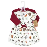 Touched by Nature Toddler Girls Organic Cotton Dress and Cardigan