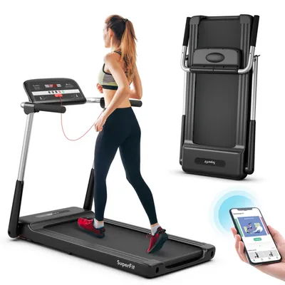 Costway 2.25HP Folding Led Treadmill Electric Running Walking Machine with App Control Gym