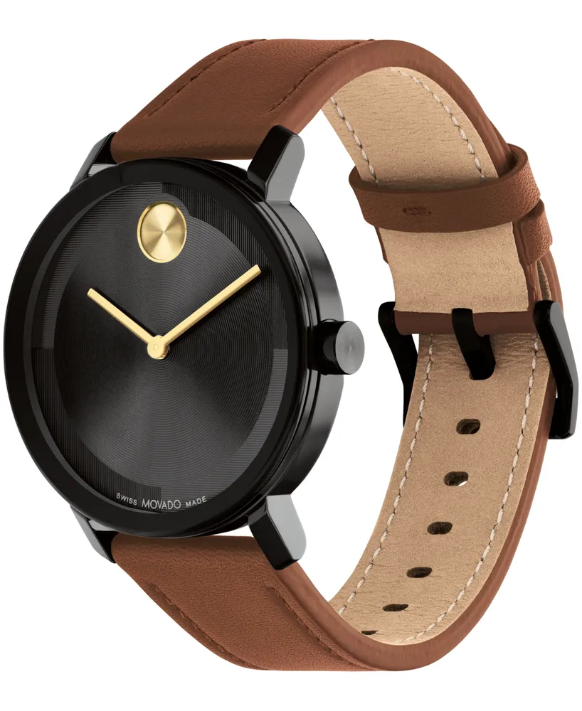 Movado Men's Bold Evolution 2.0 Swiss Quartz Cognac Leather Watch 40mm